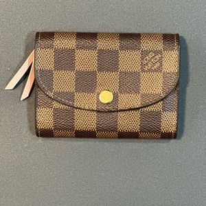 Rosalie Coin Purse. Material: Damier Ebene. Color: Rose